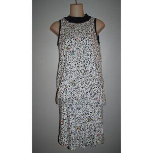 Vintage 80's Dress Sleeveless Paint Splatter Elastic Waist Florescent M
